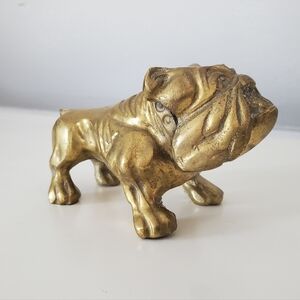 Vintage Solid Brass Bulldog Figurine 1970s Brass Dog Statue